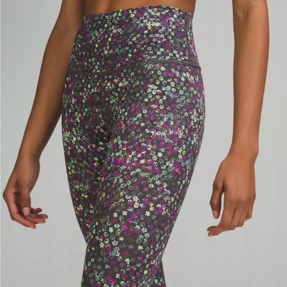 lululemon athletica Floral Leggings - Black and Purple - Picture 1 of 7